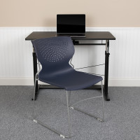 Flash Furniture RUT-438-NY-GG HERCULES Series 661 lb. Capacity Navy Full Back Stack Chair with Gray Powder Coated Frame